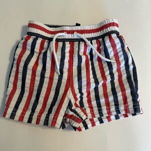 Janie and Jack Navy, Red & White Striped Swim Shorts